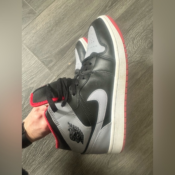 Nike Air Jordan Black and Gray Men's Sneaker with Red Accents - Picture 7 of 8